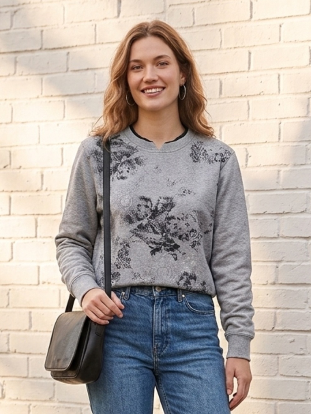 Vintage Northern Reflections Gray Floral Sweatshirt M Cottagecore 90s Cozy